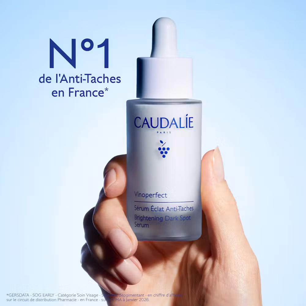 Sérum Vinoperfect Caudalie – N°1 de l'anti-taches en France selon GERSDATA en chiffre d'affaires Pharmacie, CMA janvier 2026